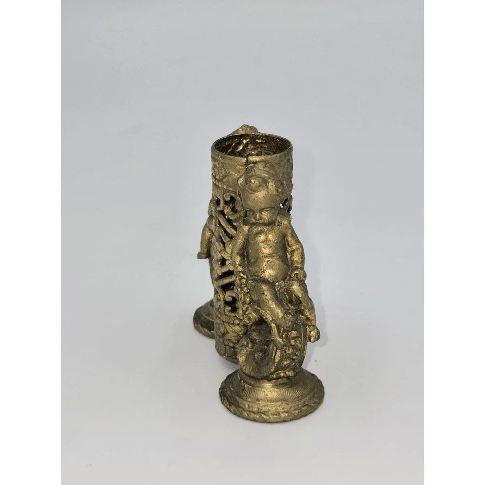 Hollywood Regency‎ Vintage Brass Cherub Lipstick Holder #350